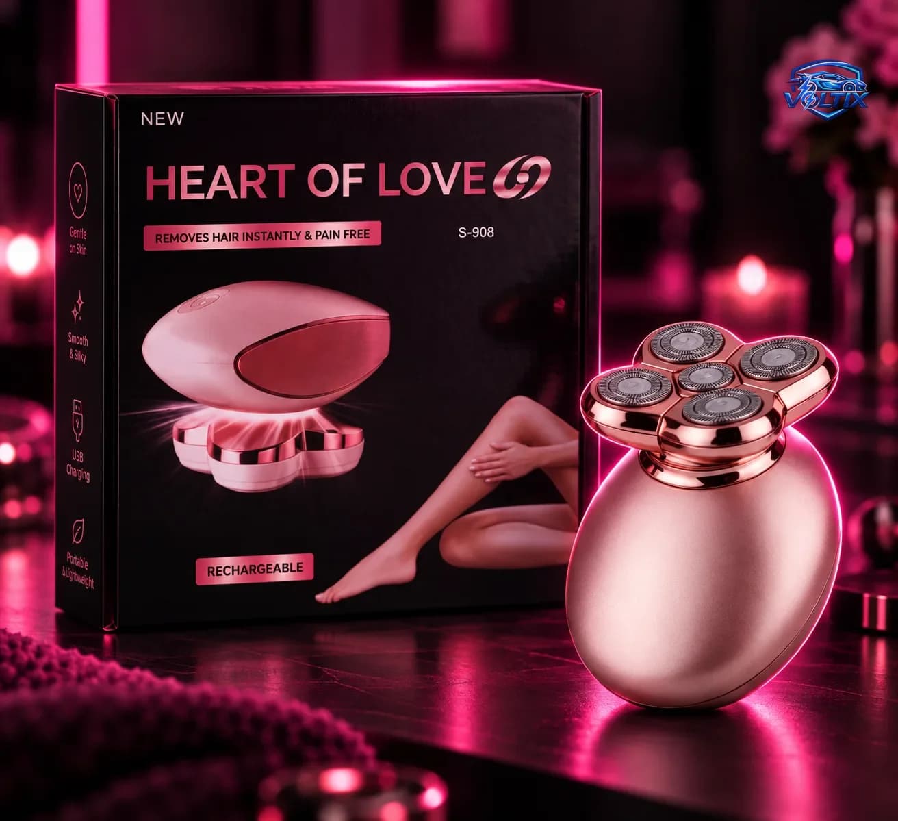 جهاز إزالة الشعر النسائي HEART OF LOVE S-908 🌸✨